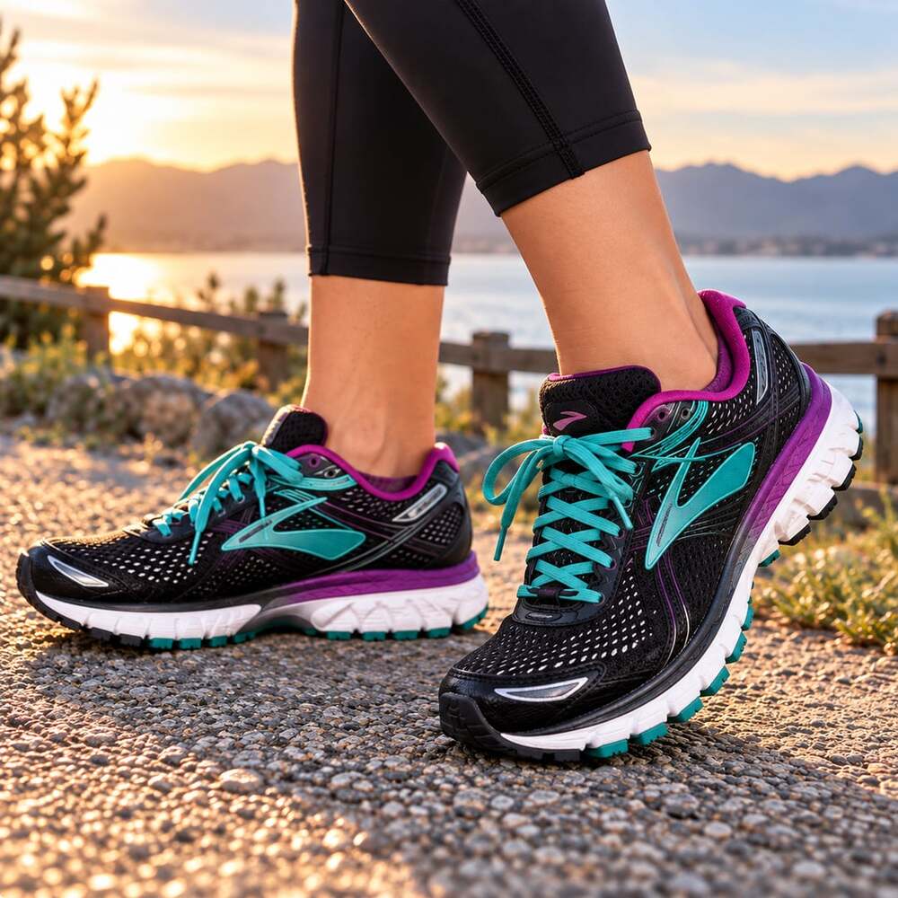 Brooks Ghost 9 Women’s Size 10 Black Purple Aqua Athletic Sporty Running Shoes